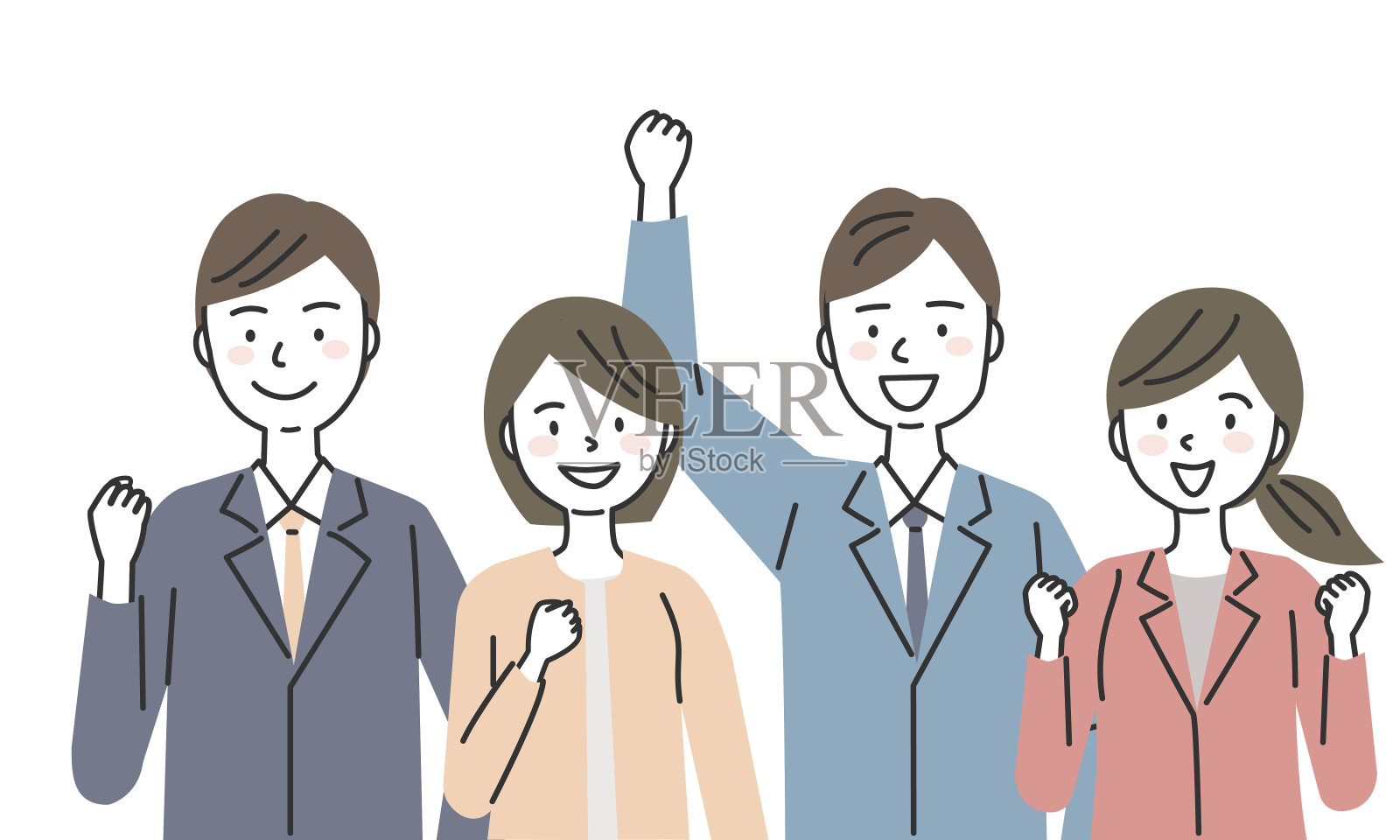 两个女商人和两个男商人插画图片素材