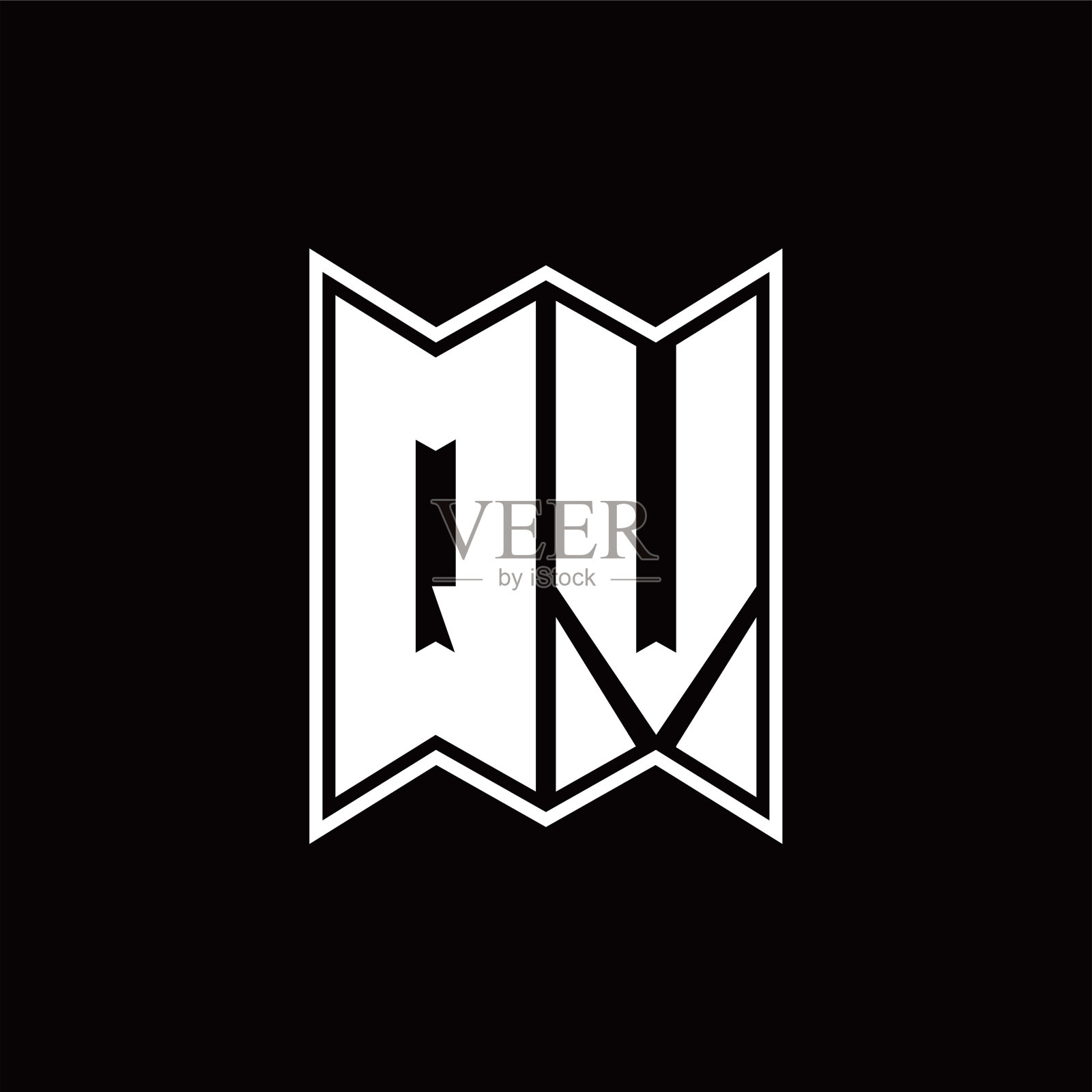 Qv标志字母组合与会徽风格设计模板插画图片素材