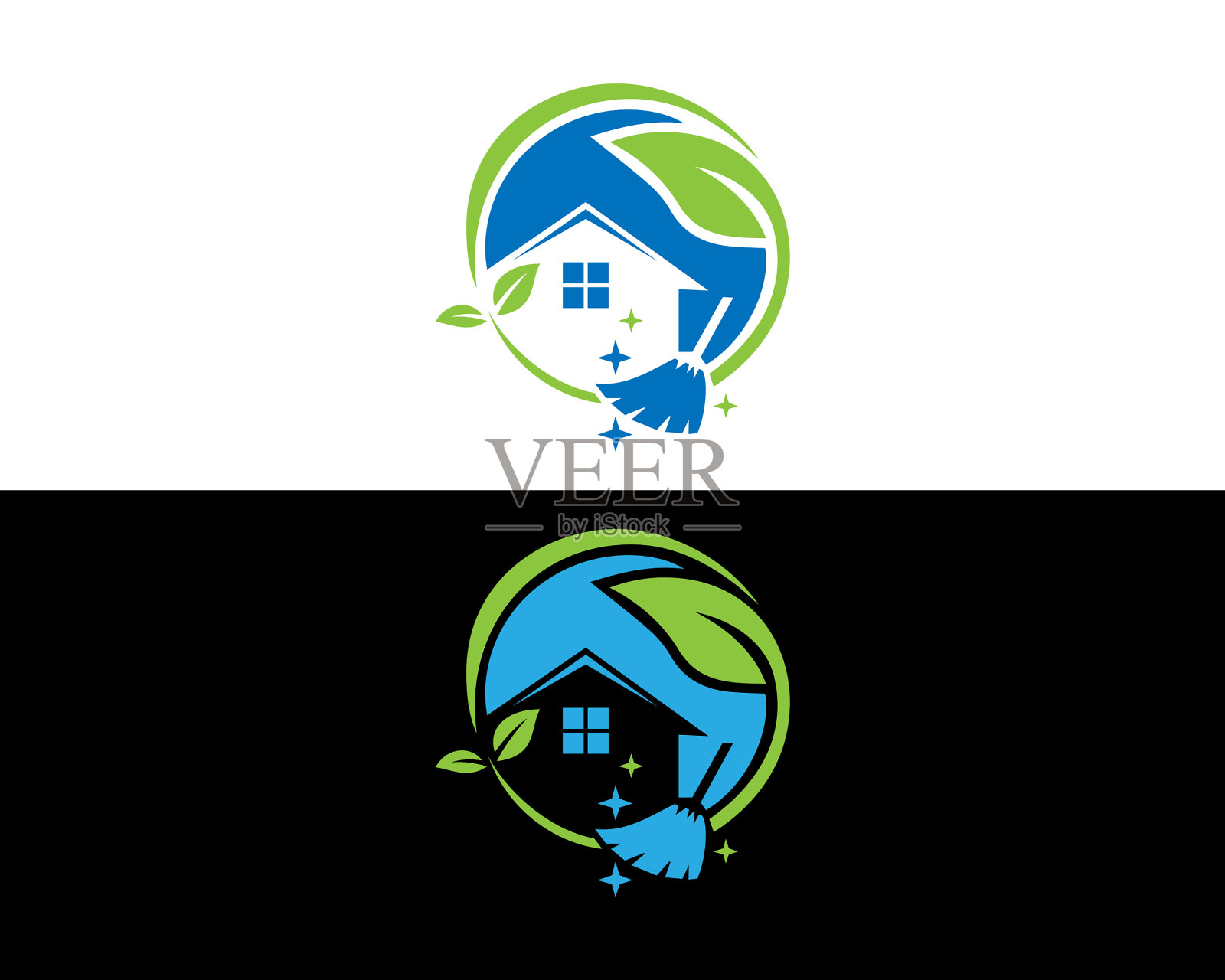 房屋保洁及清洁服务标志插画图片素材