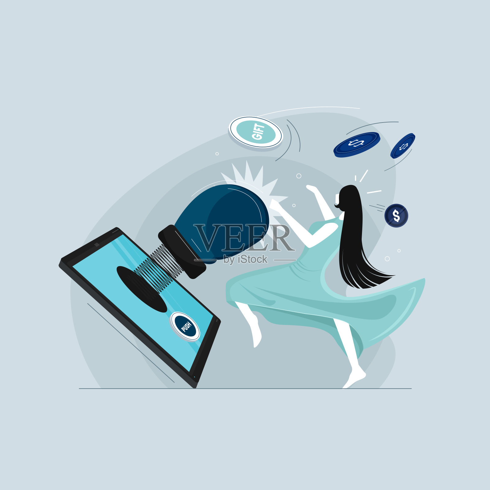 女商人被拳击手套意外击中插画图片素材