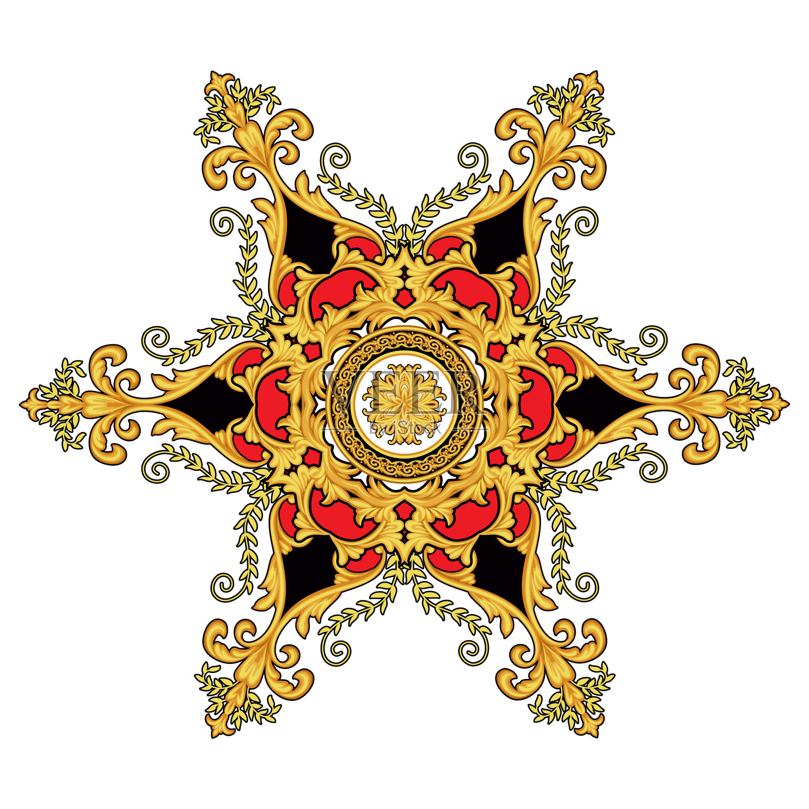 巴洛克风格的装饰性黄金元素插画图片素材