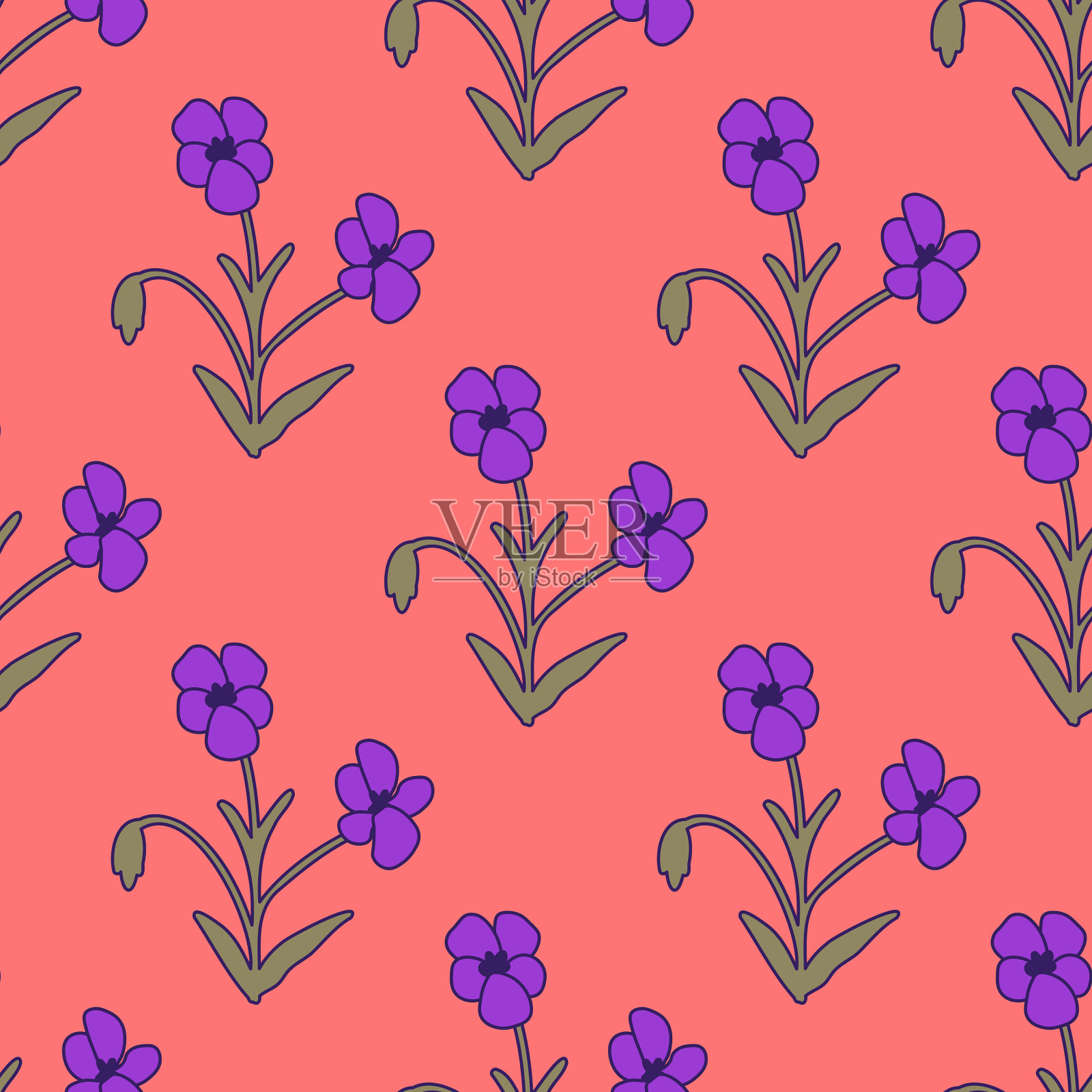 无缝的花卉图案插画图片素材