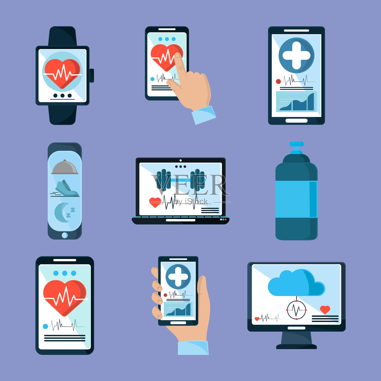 医疗保健应用程序集图标素材