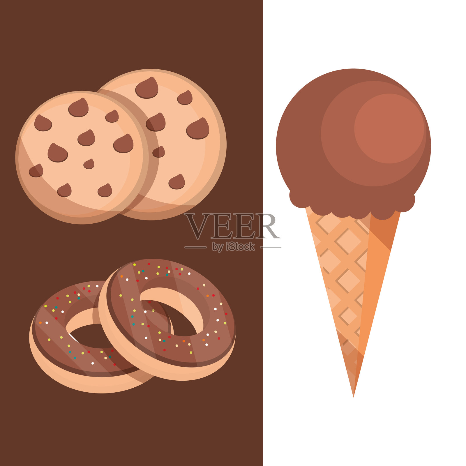 用作甜点巧克力的甜糖果插画图片素材