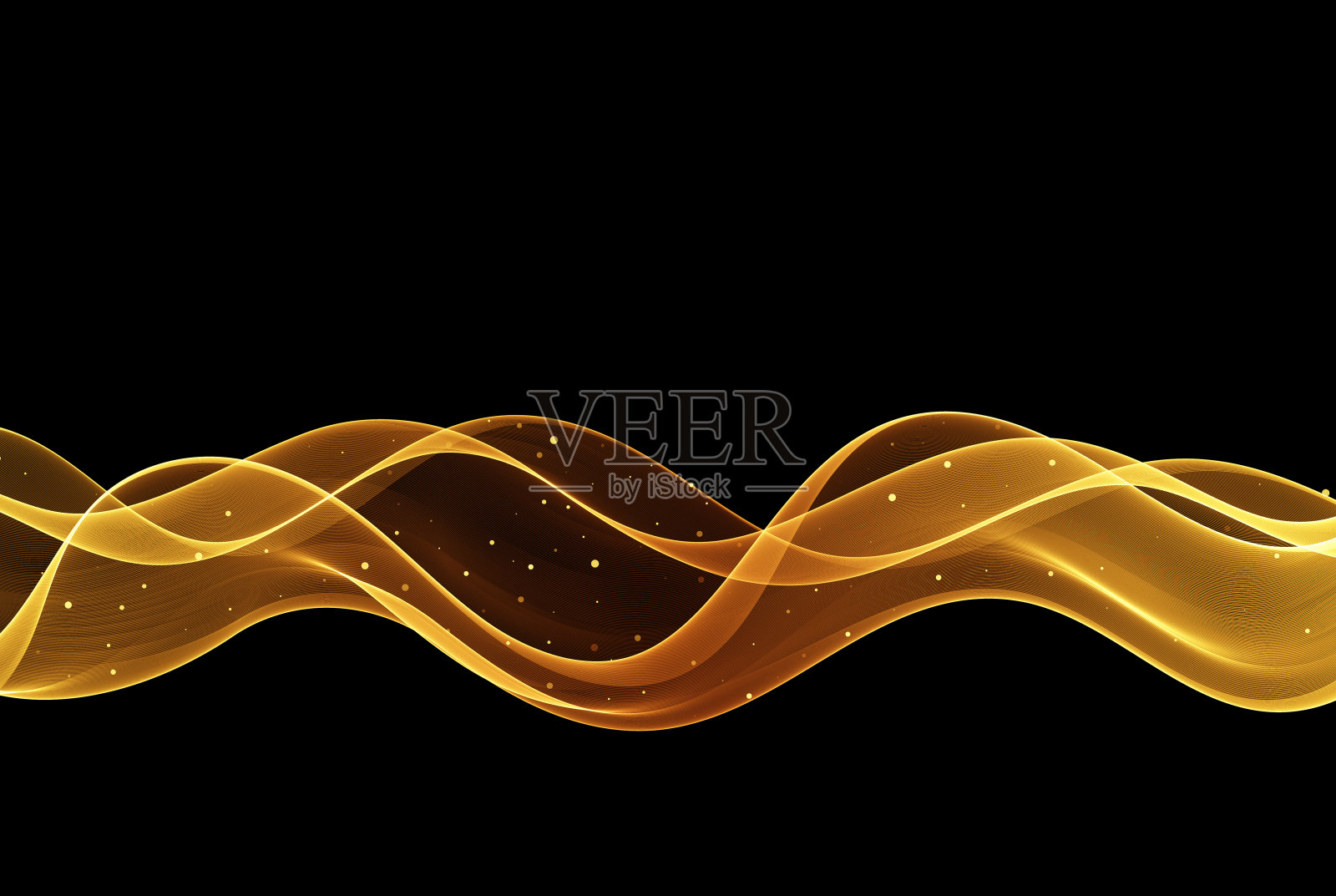 摘要:在暗色背景上具有闪光效果的金色波浪设计元素。插画图片素材