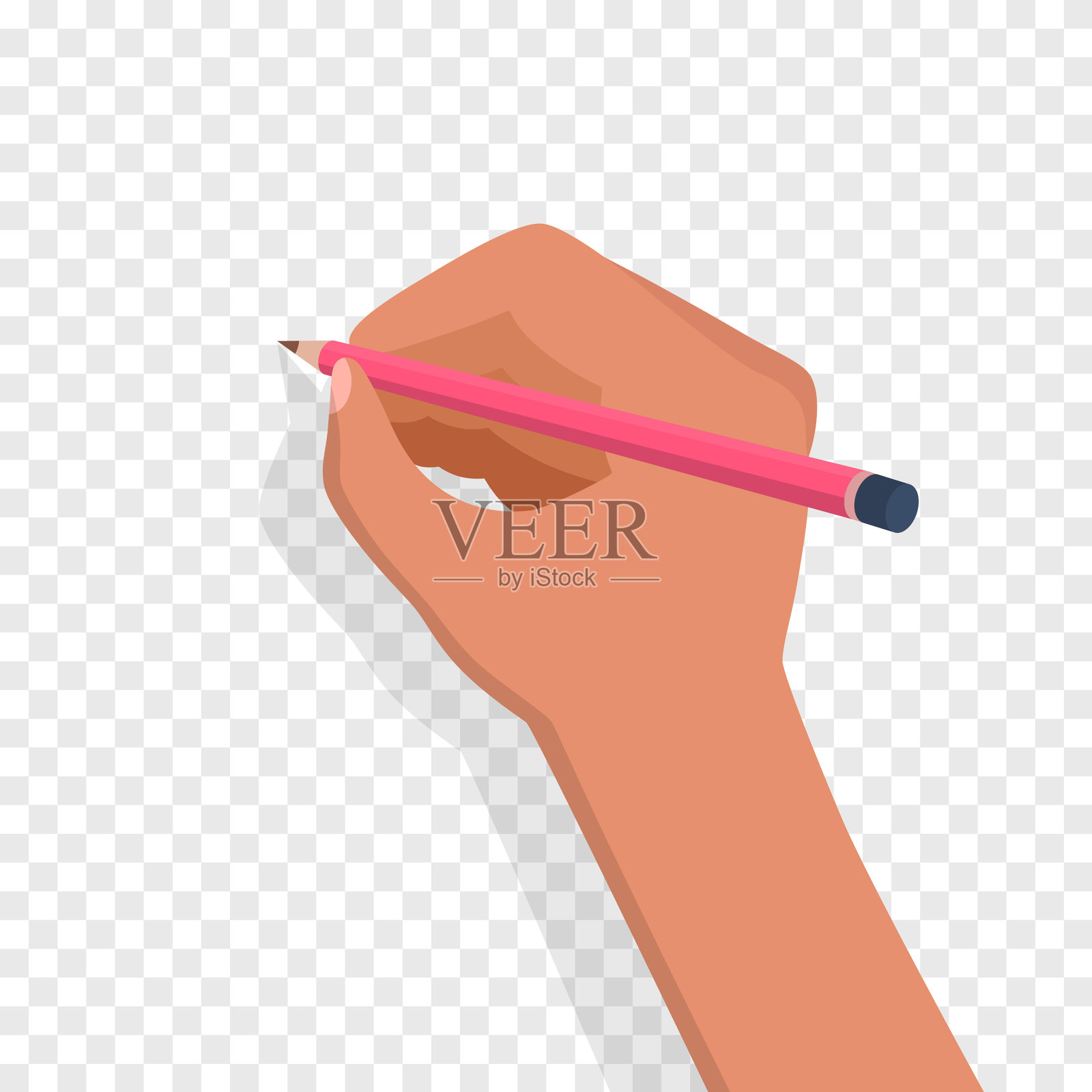 手里拿着铅笔准备写字插画图片素材