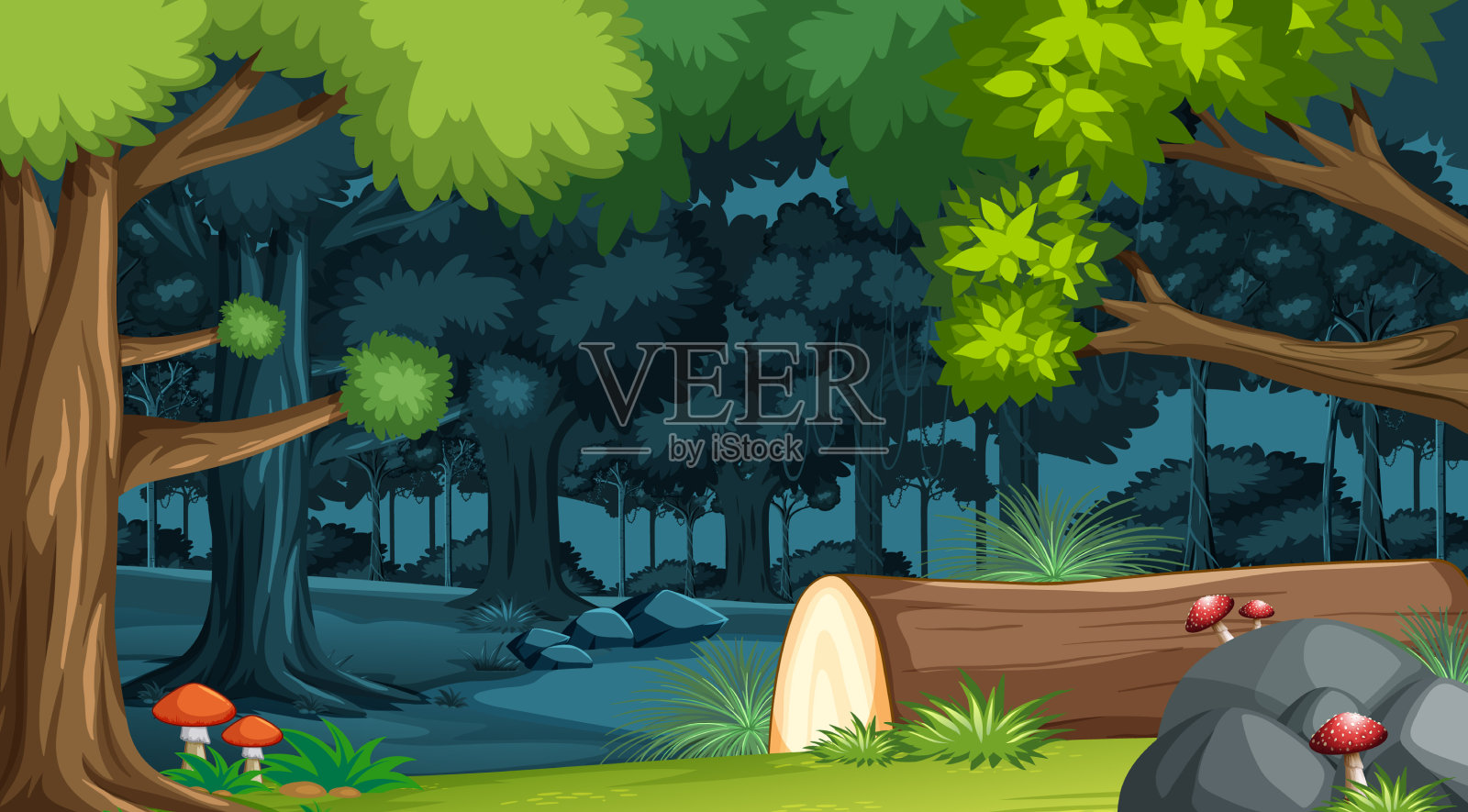 自然森林景观背景插画图片素材