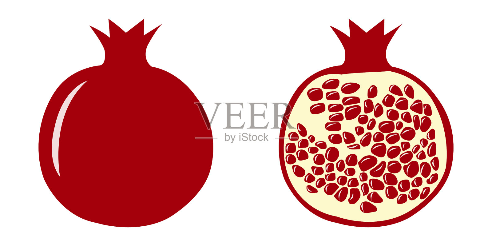 一组石榴-水果的彩色图标插画图片素材