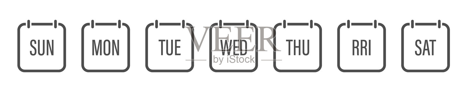 一套日历图标与星期图标素材