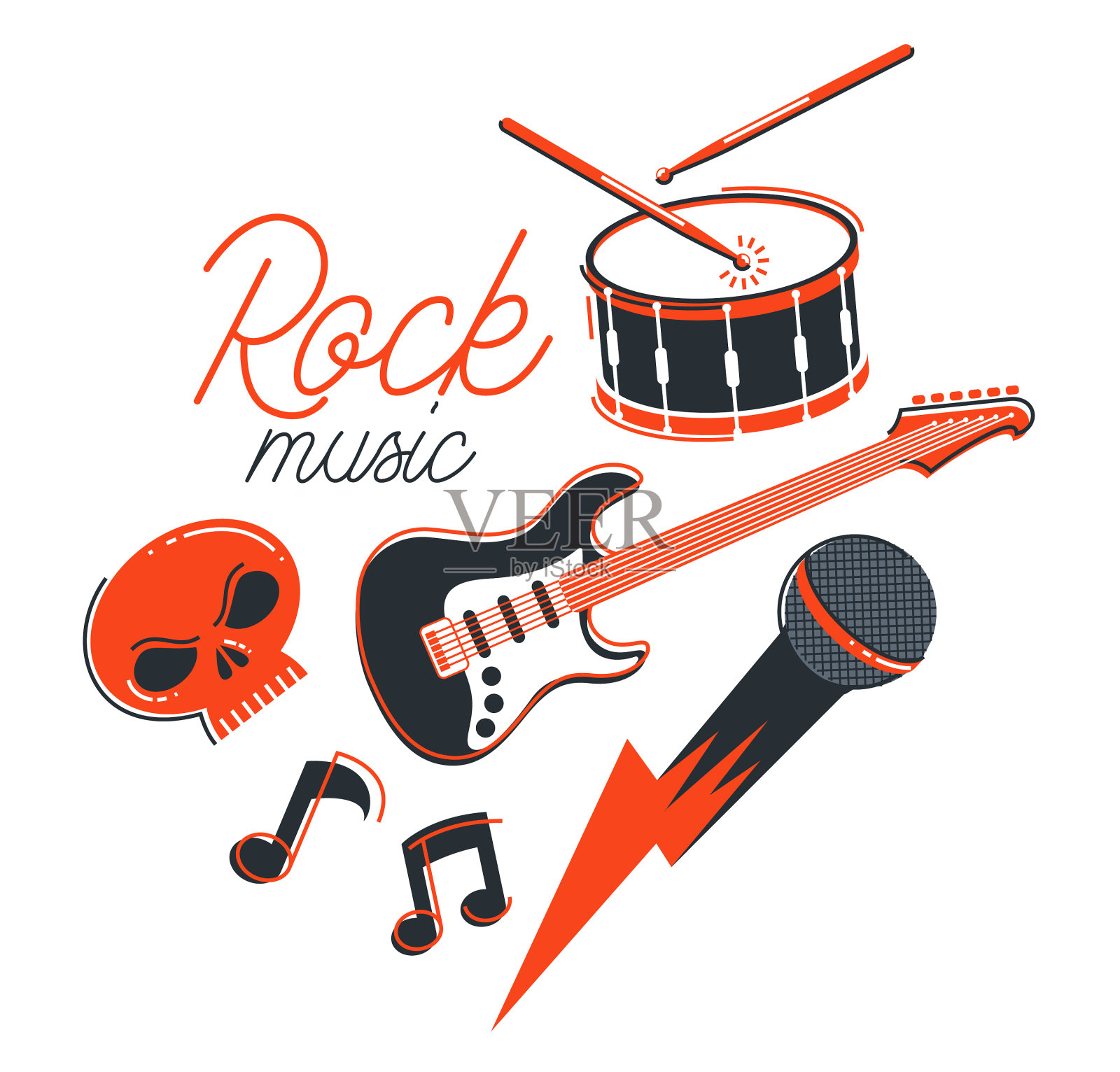 摇滚乐队平孤立在白色设计元素图片