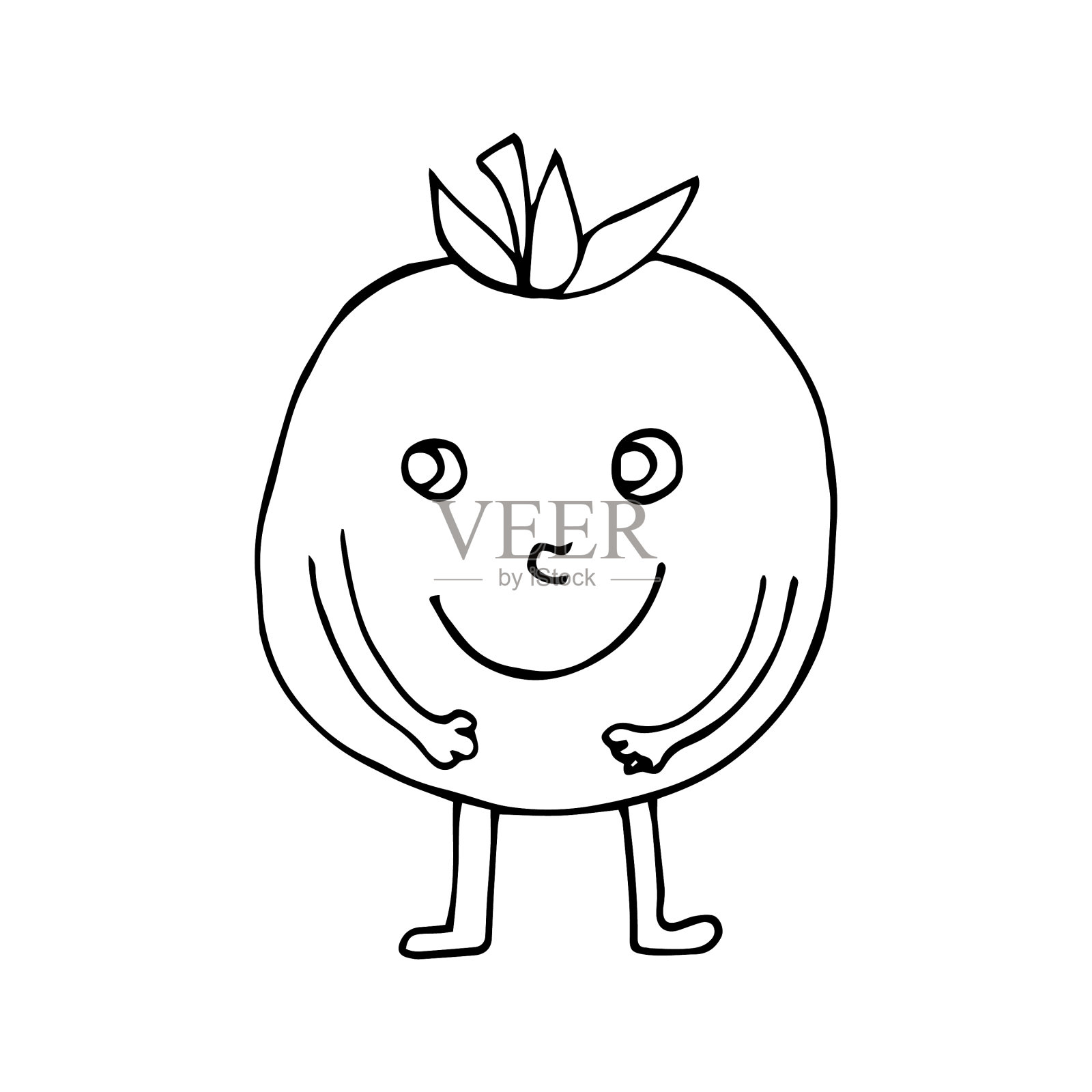 有趣的卡通人物红色的西红柿蔬菜和设计元素图片