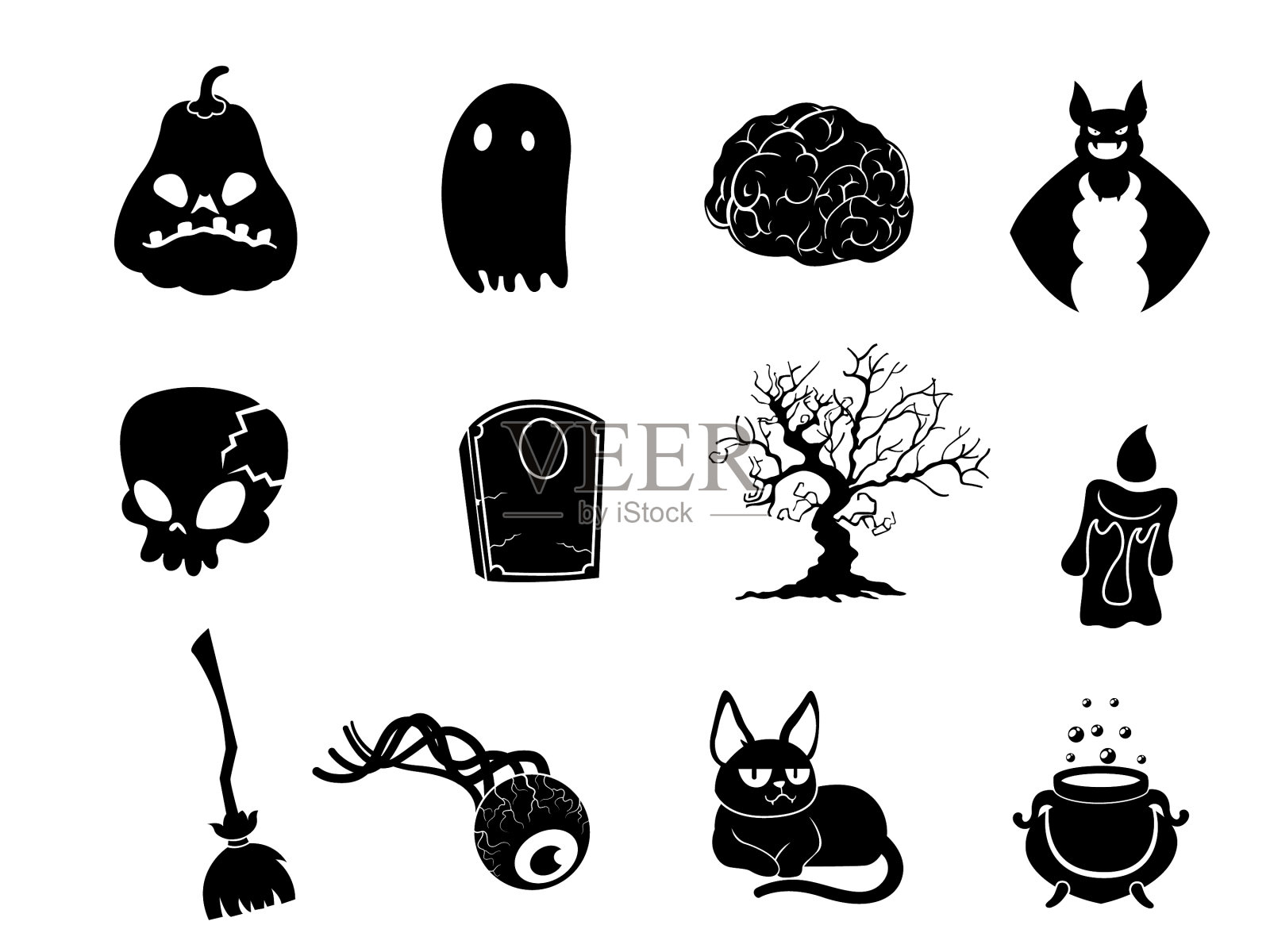 阴影收集万圣节剪影图标插画图片素材