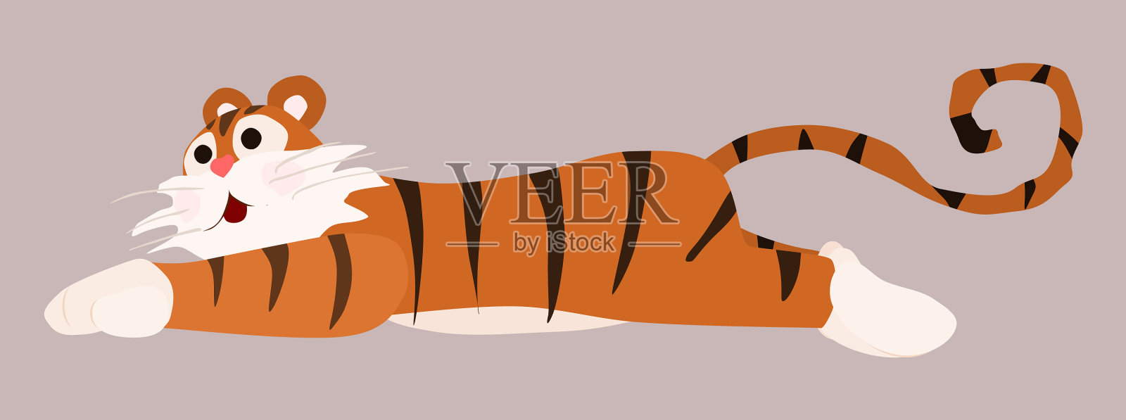 懒虎卧于地，明字新插画图片素材