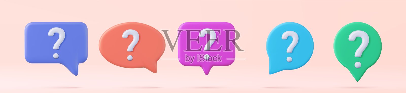 3d带问号的语音气泡。插画图片素材