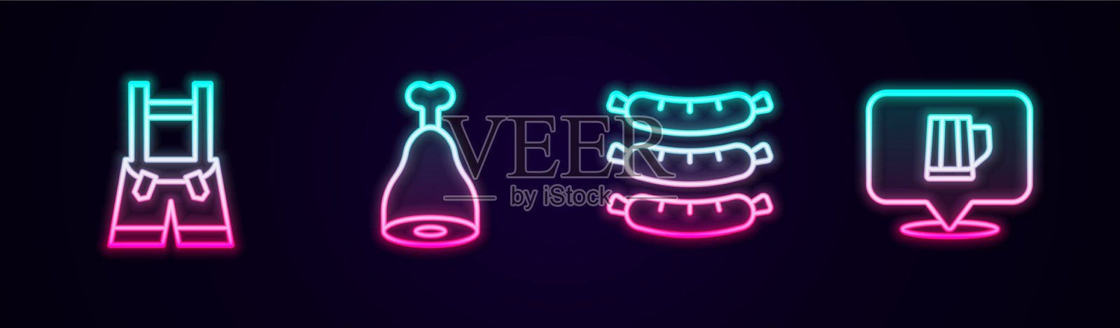 设线皮裤、鸡腿、香肠和图标素材