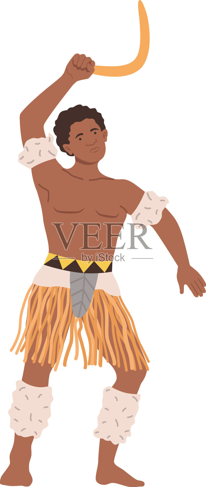 非洲男子穿着传统服装跳舞的仪式设计元素图片