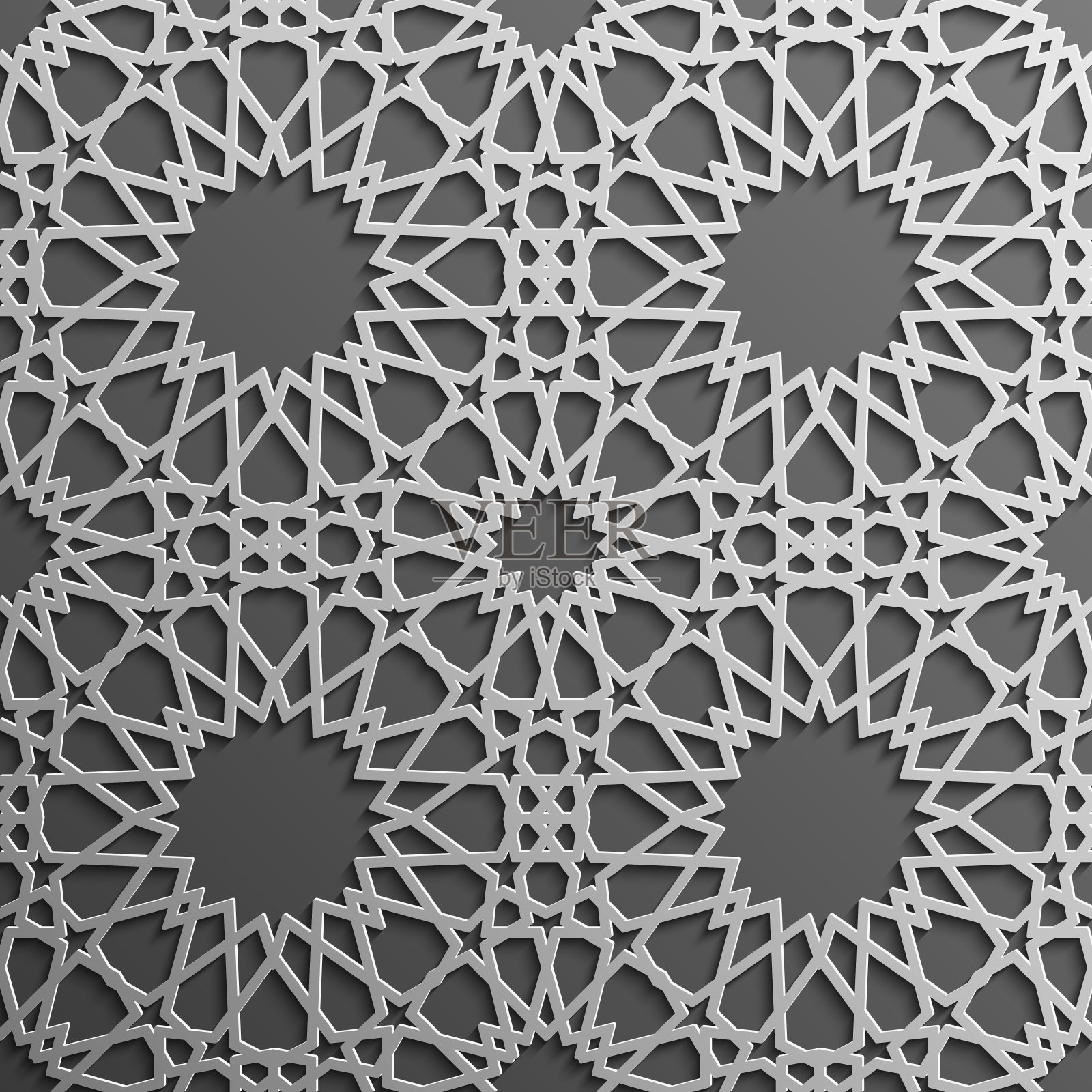 无缝伊斯兰图案三维。传统阿拉伯设计元素插画图片素材