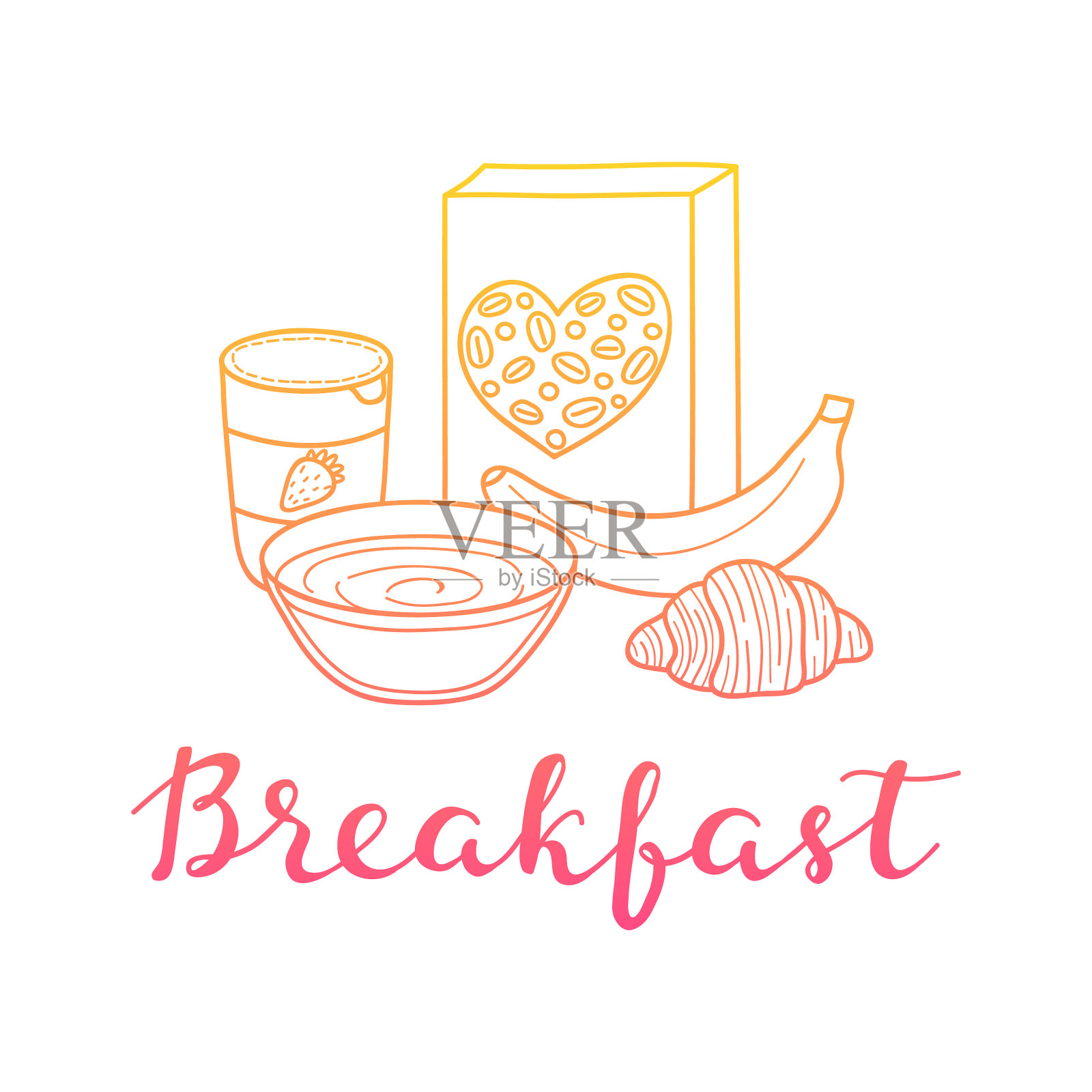 现代手写字母早餐与设计元素图片