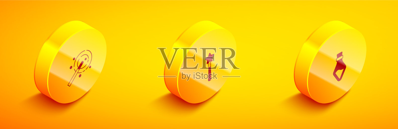 设置等距魔杖和瓶子与药水图标素材