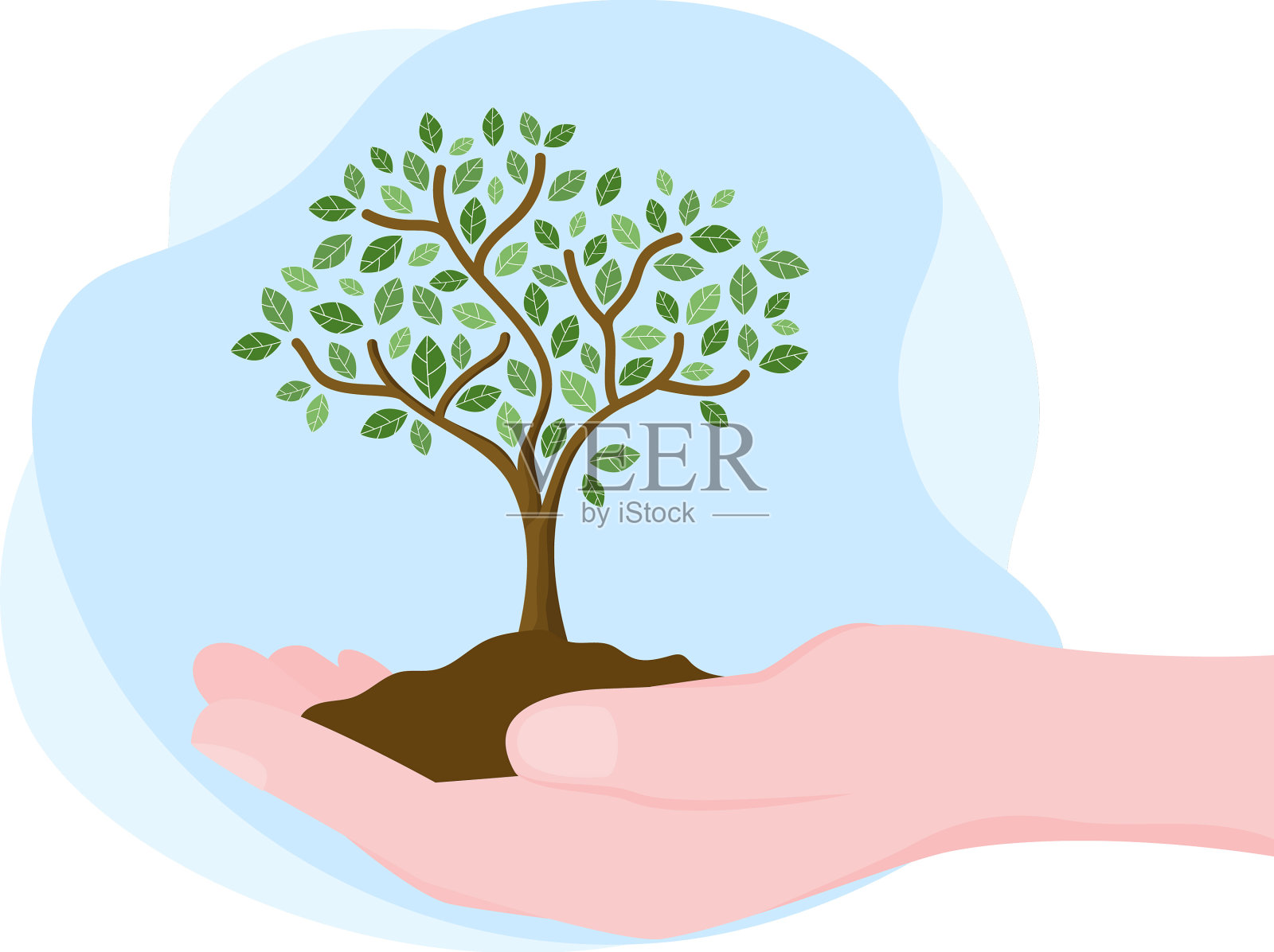 人们种植树木平卡通园艺设计元素图片