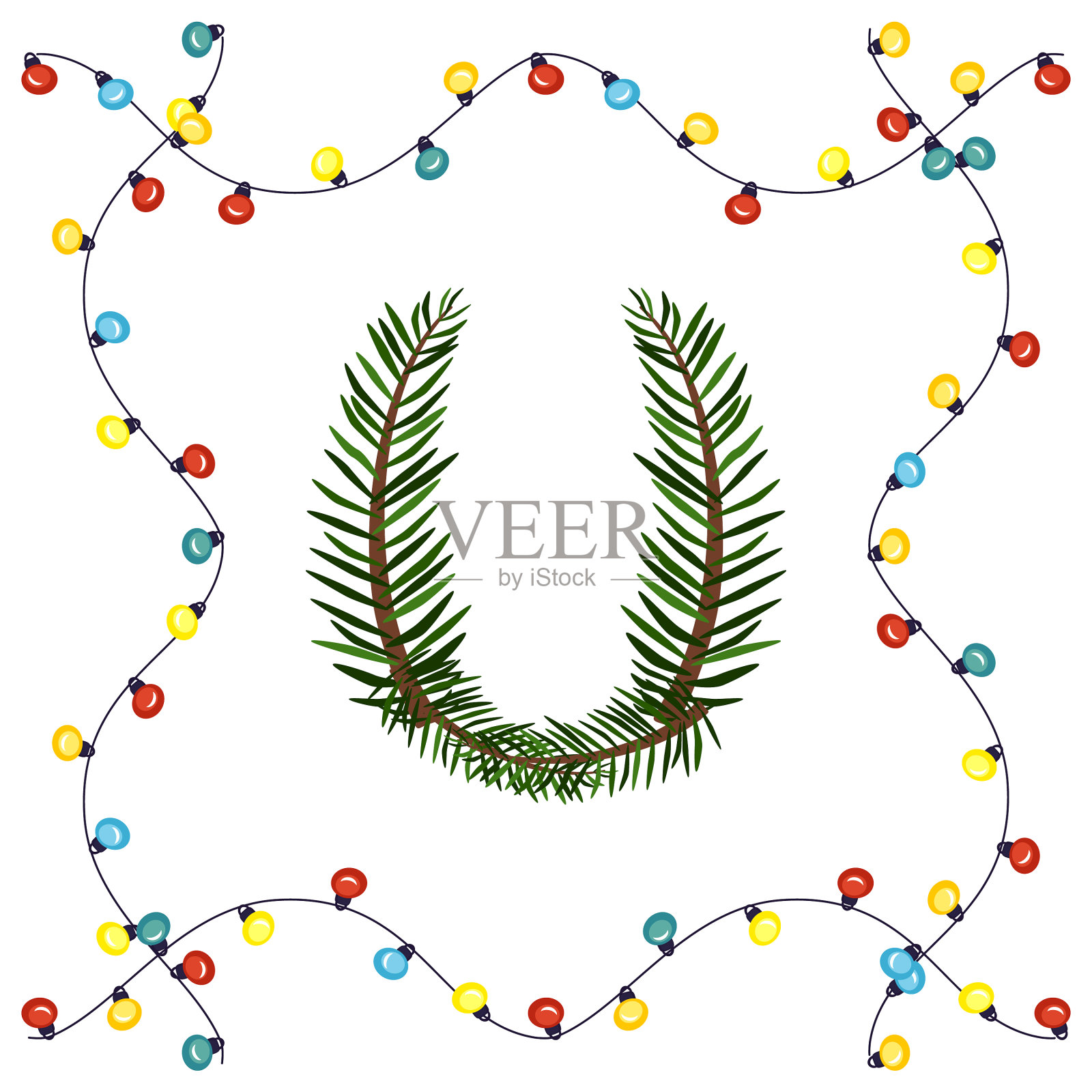 字母u来自绿色的圣诞树设计元素图片