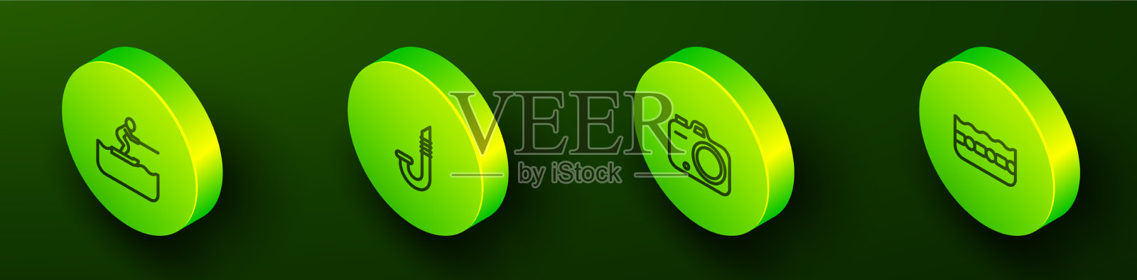 设置等距线滑水男子浮潜图标素材