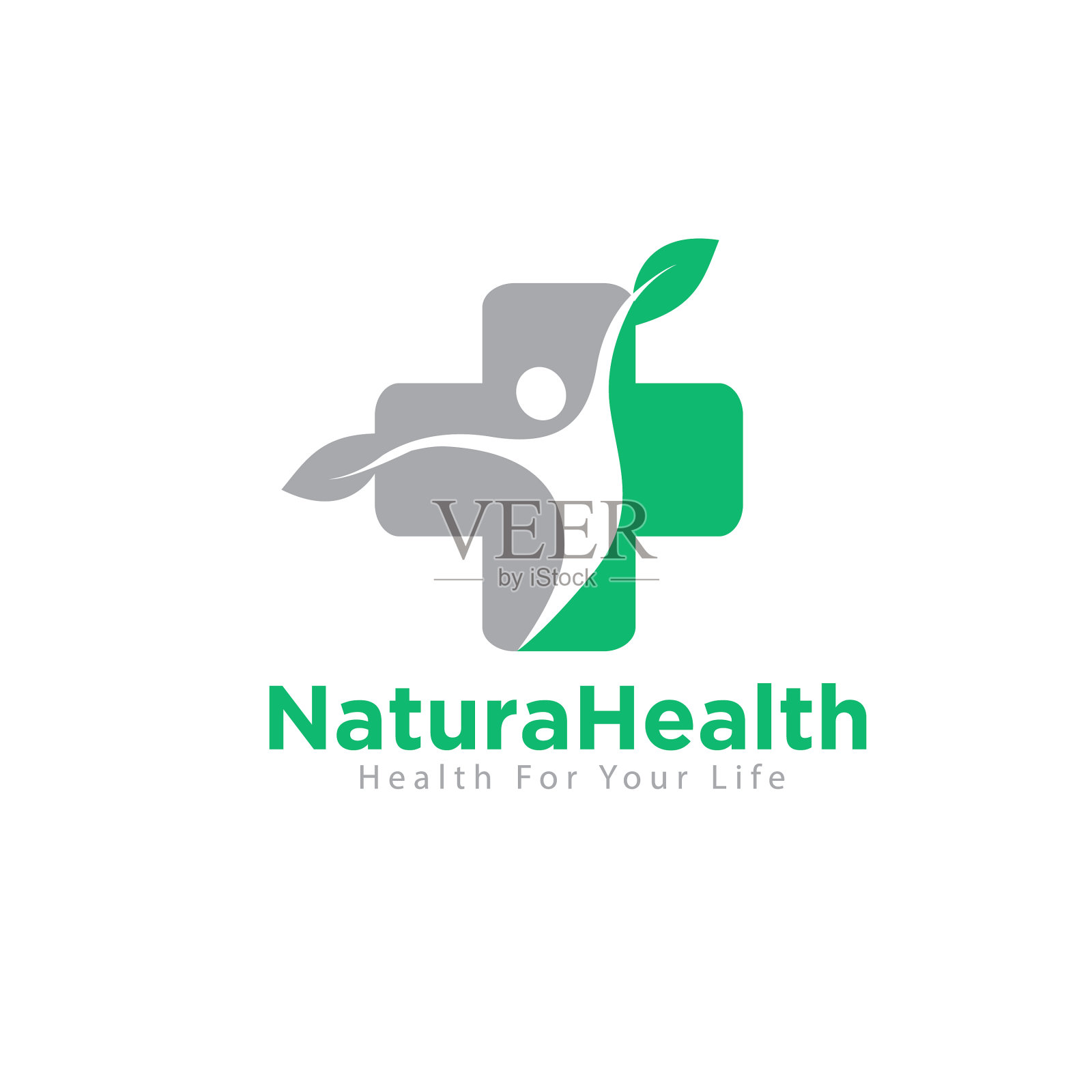 自然健康交叉标志设计为医疗和插画图片素材