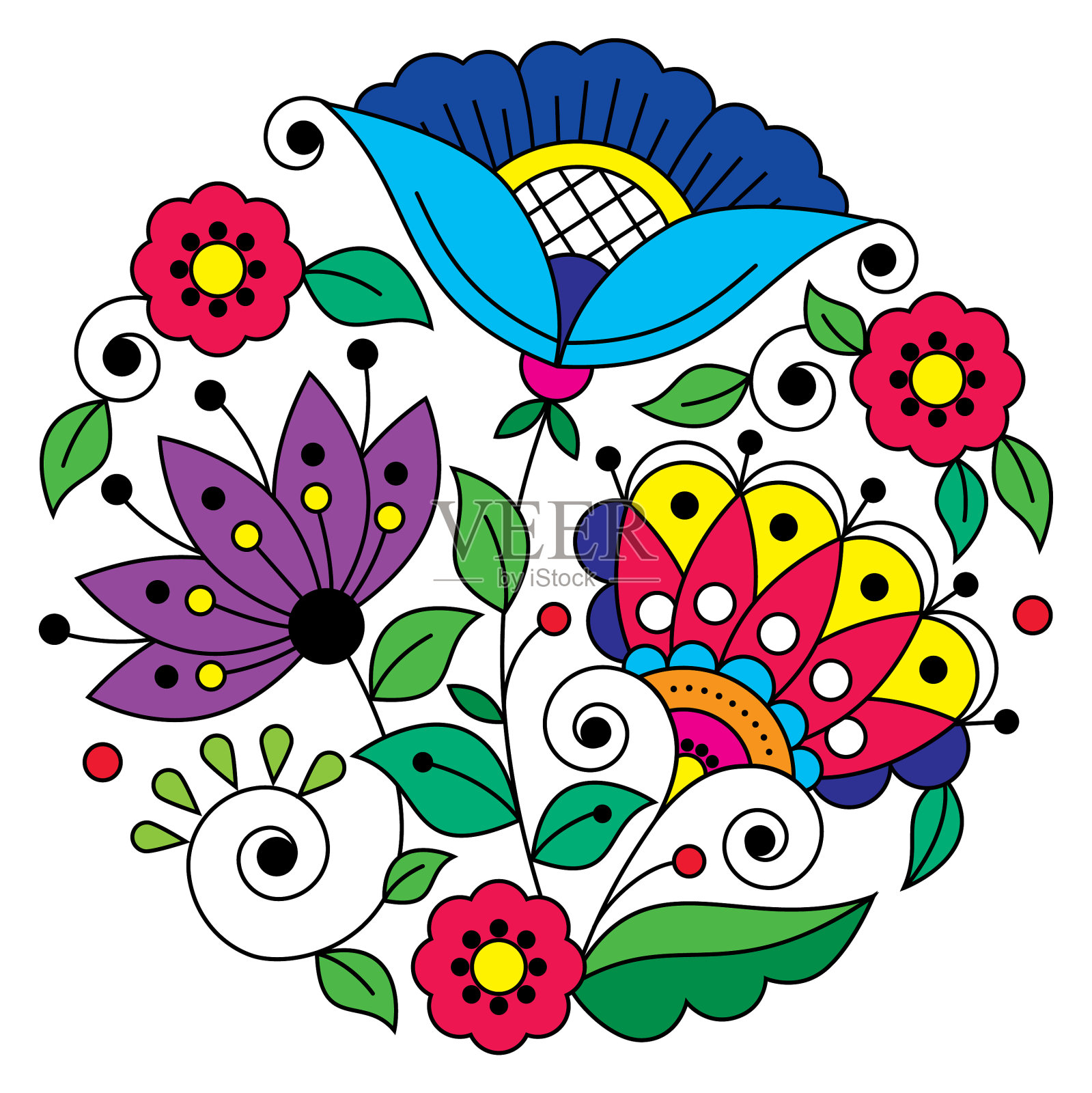 瑞典民间艺术曼荼罗图案设计插画图片素材