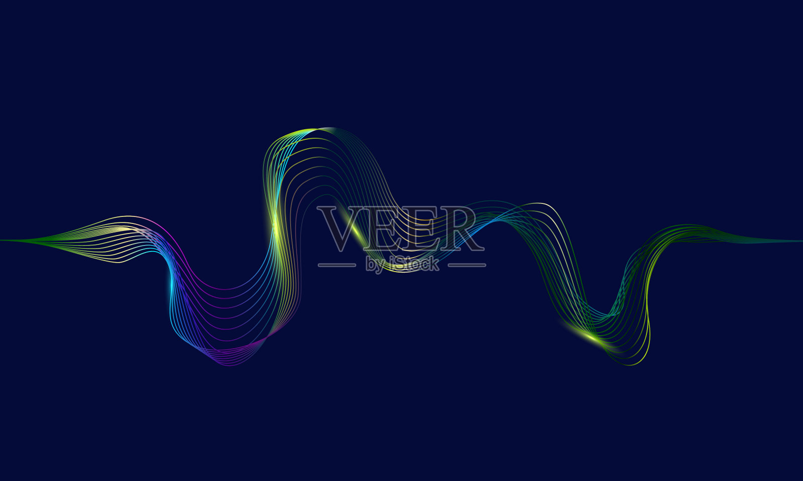 抽象的波浪线动态流动的彩色光插画图片素材