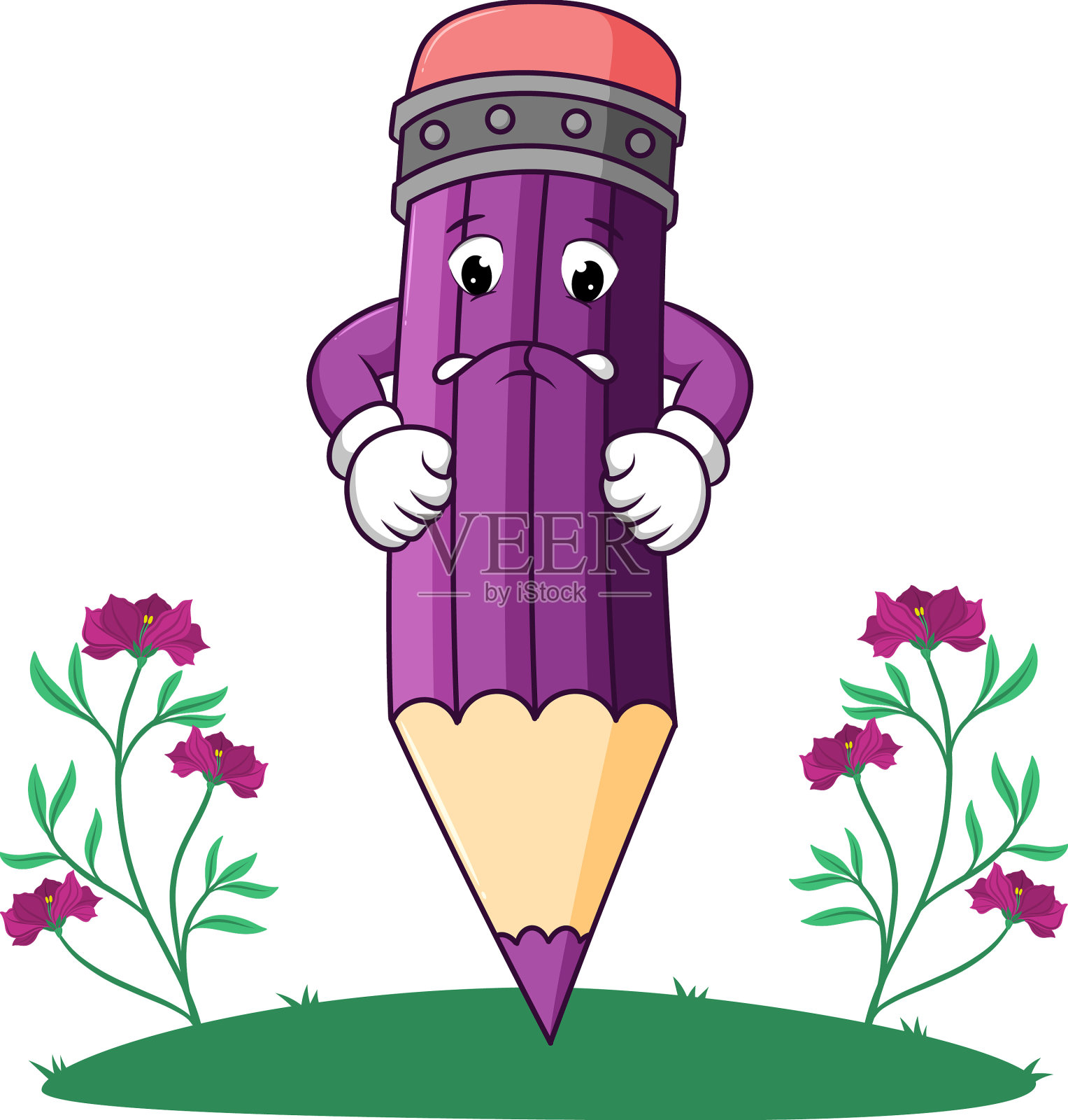 可怕的铅笔给悲伤的铅笔设计元素图片