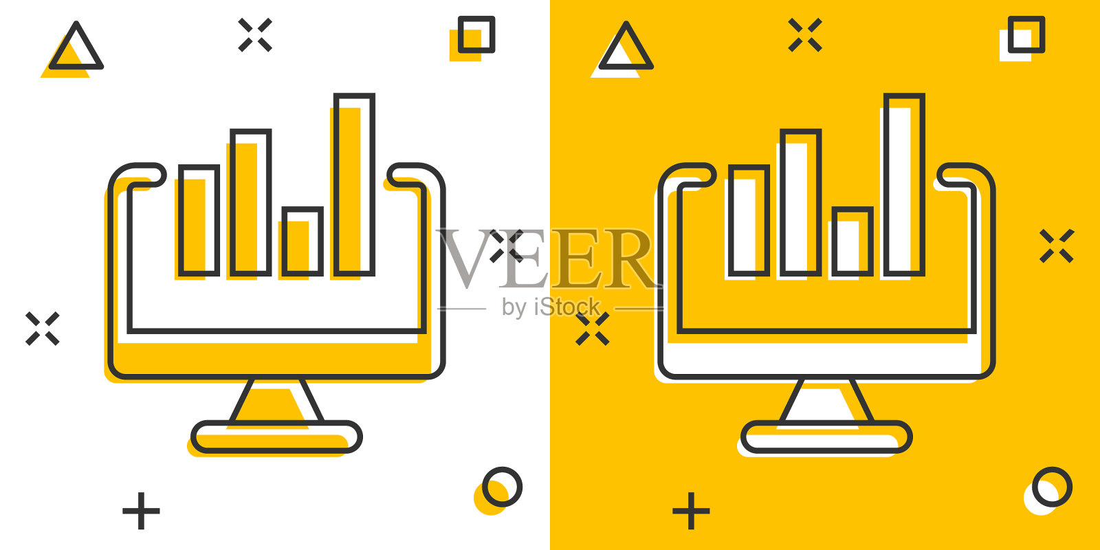 网站分析图标在漫画风格的seo数据插画图片素材