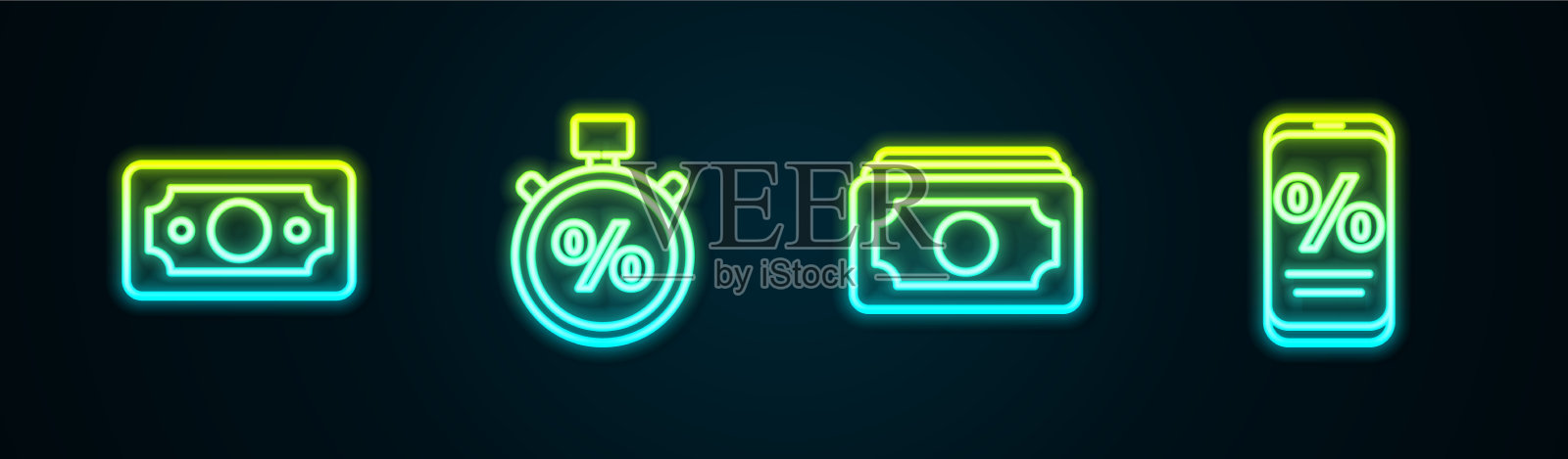 设置行栈纸钱现金秒表和插画图片素材