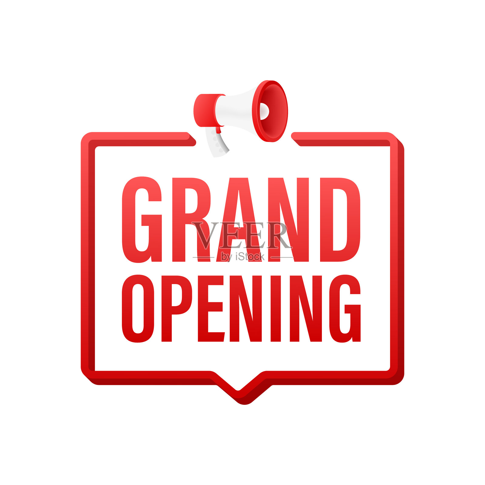 扩音器标签与盛大开幕扩音器插画图片素材