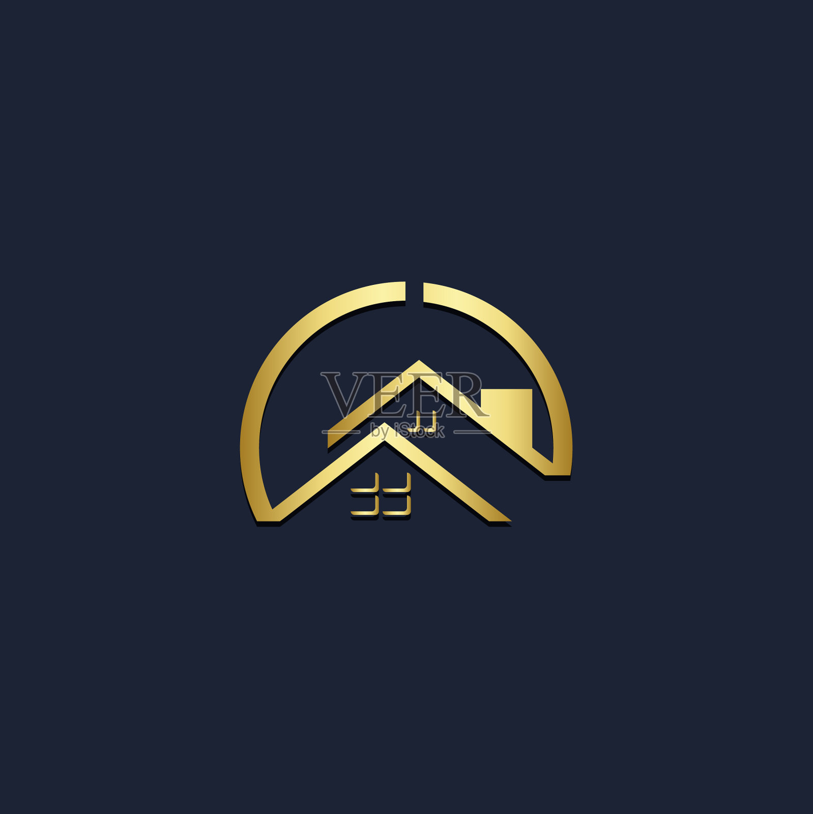 家居地产建筑金标图标素材