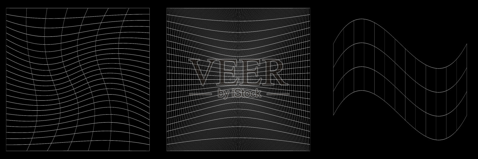 一组变形变形的网格网格弯曲插画图片素材
