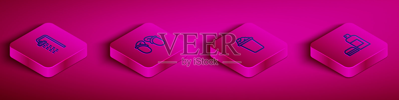 设置等距线淋浴人字拖桶与图标素材