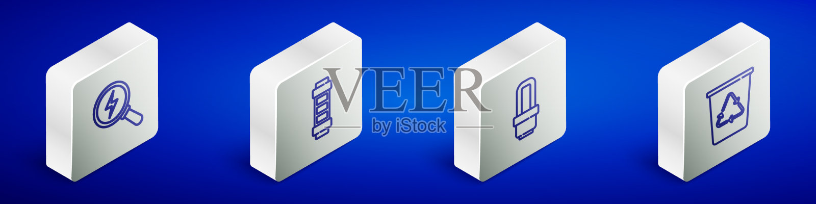 设置等距线闪电螺栓电池led图标素材