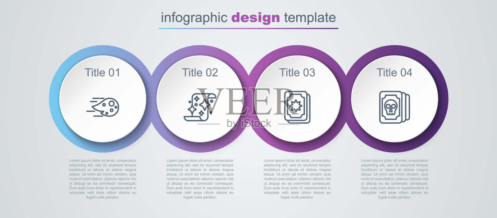 设置线火球和魔法卷轴塔罗牌插画图片素材