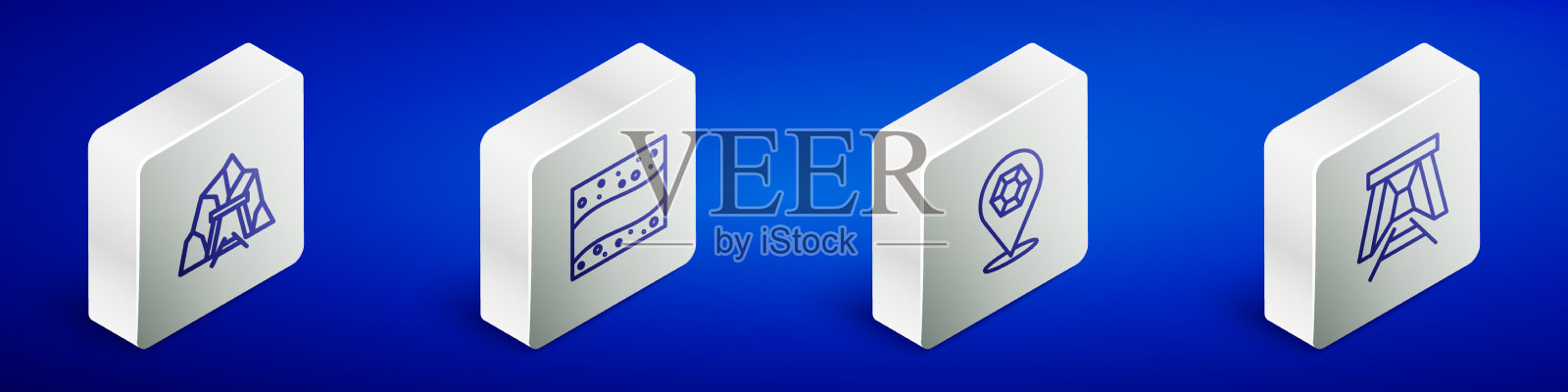 设等距线矿入口金矿宝石图标素材