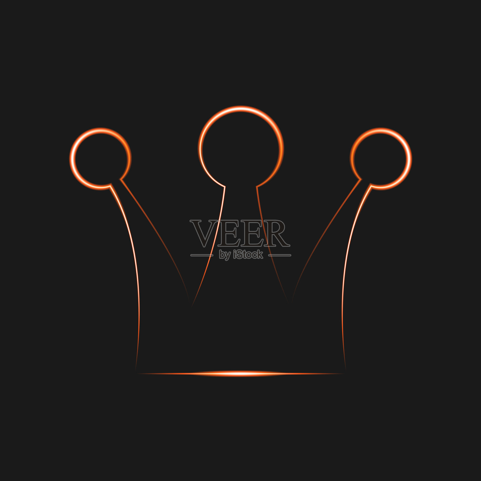 霓虹灯发光的皇冠图标孤立的黑色插画图片素材