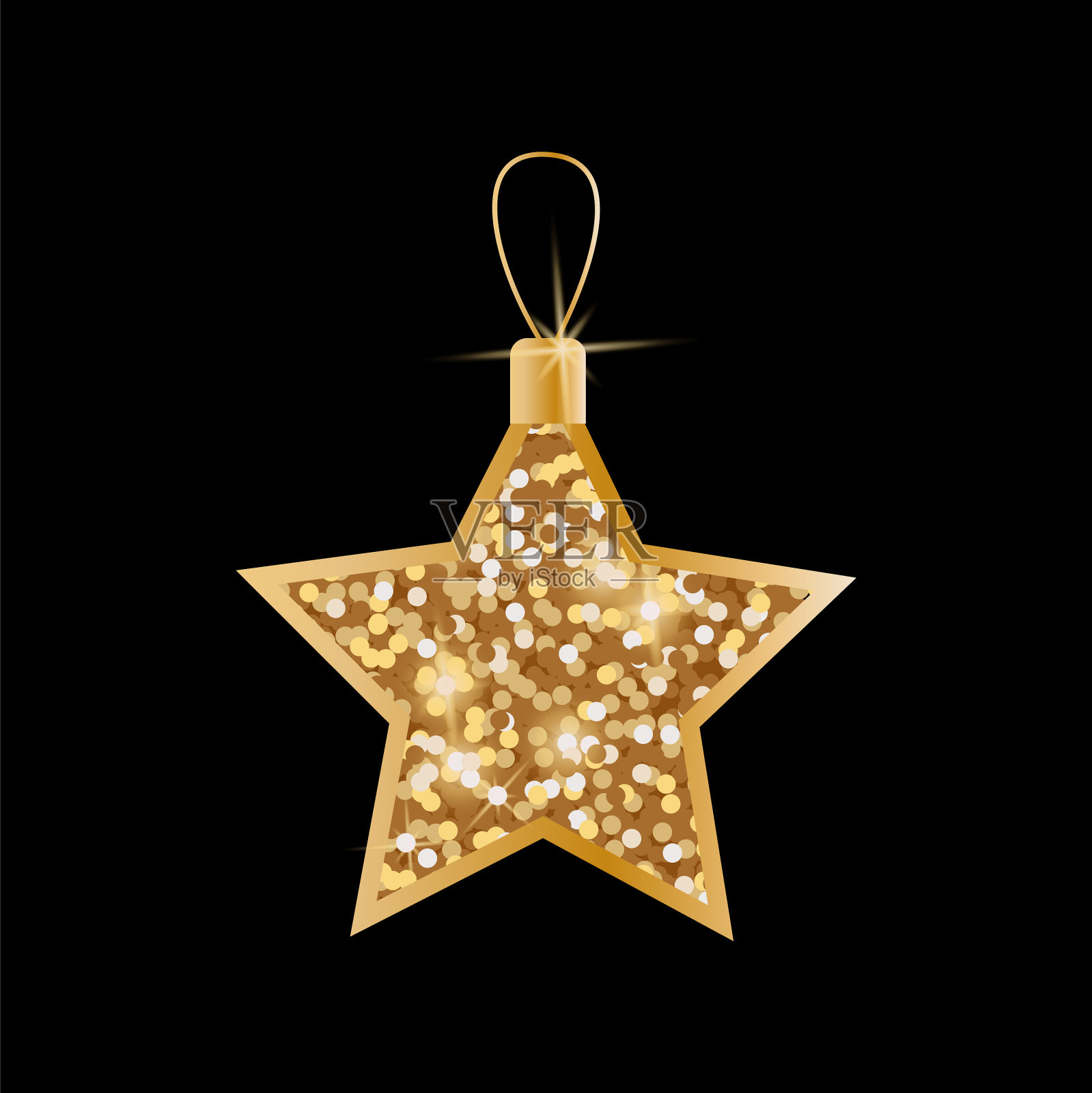 有亮片的圣诞玩具和闪闪发光的圣诞节插画图片素材