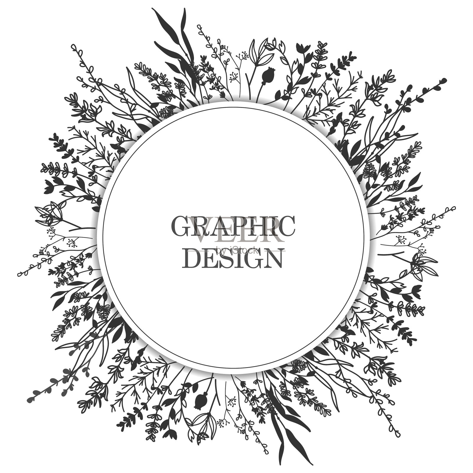 花冠有叶和枝模板插画图片素材