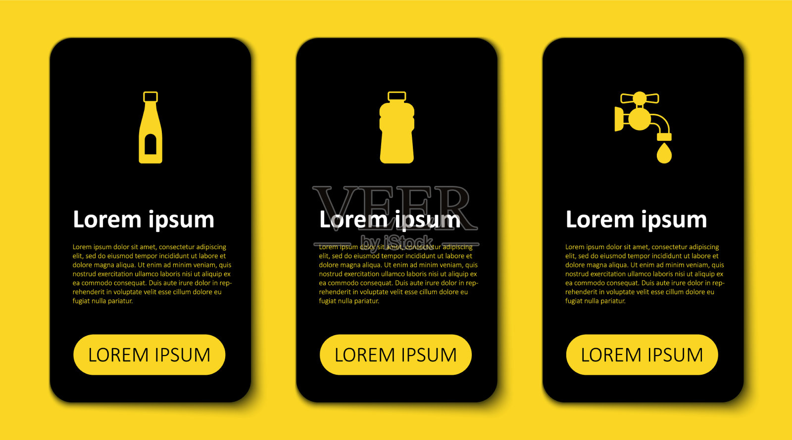 设置水龙头和商业瓶装水插画图片素材