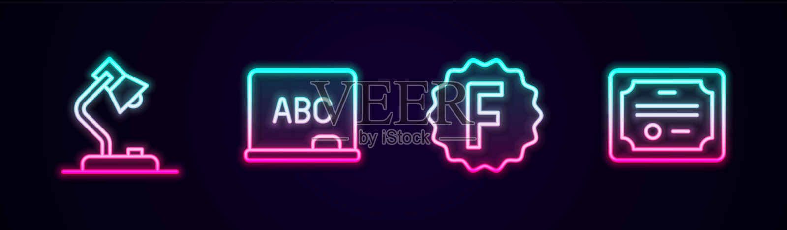 设线台灯黑板试卷用图标素材