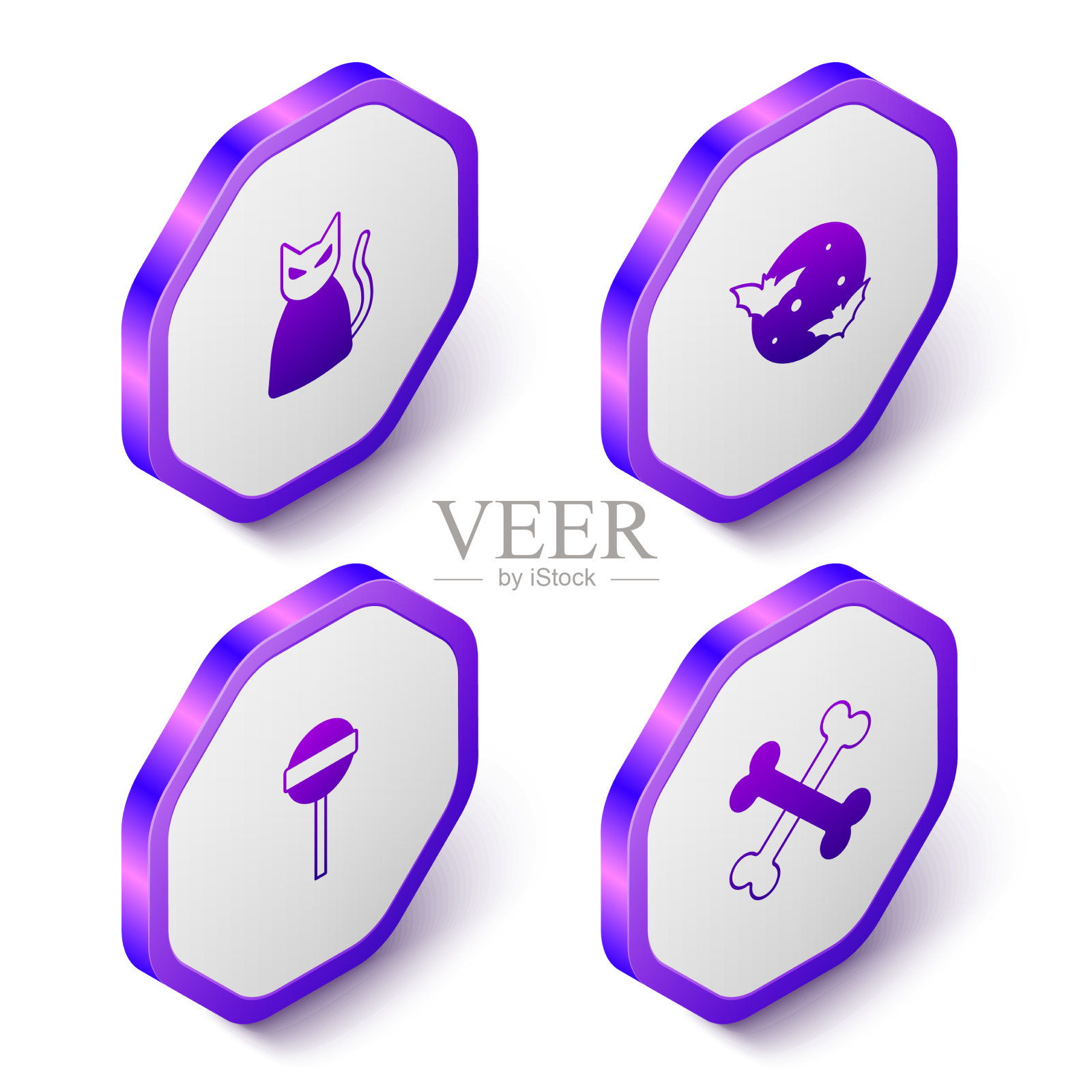 设置等距黑猫月星棒棒糖图标素材