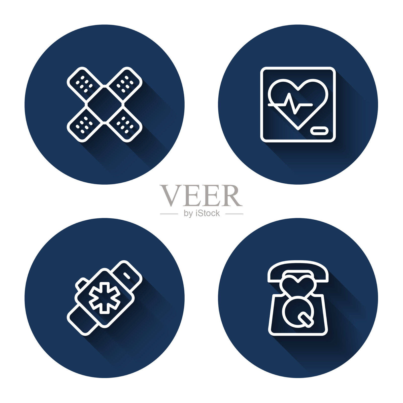 设置线交叉绷带石膏心率图标素材