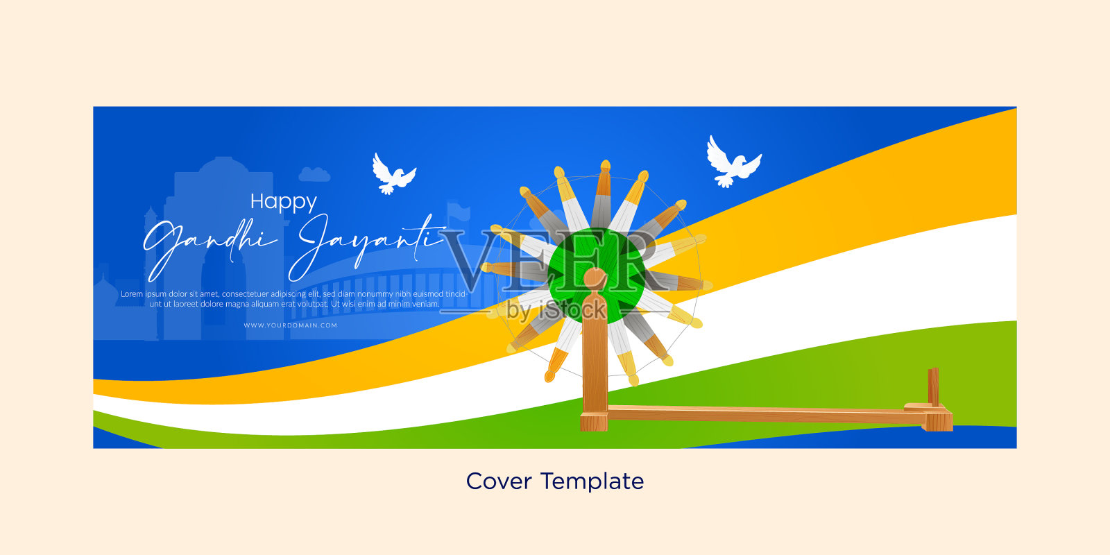 快乐甘地jayanti封面页插画图片素材