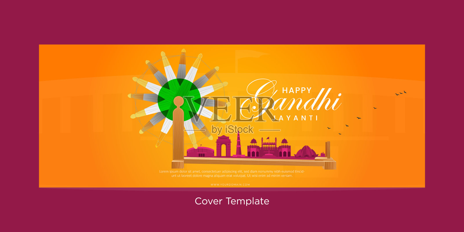 快乐甘地jayanti封面页插画图片素材