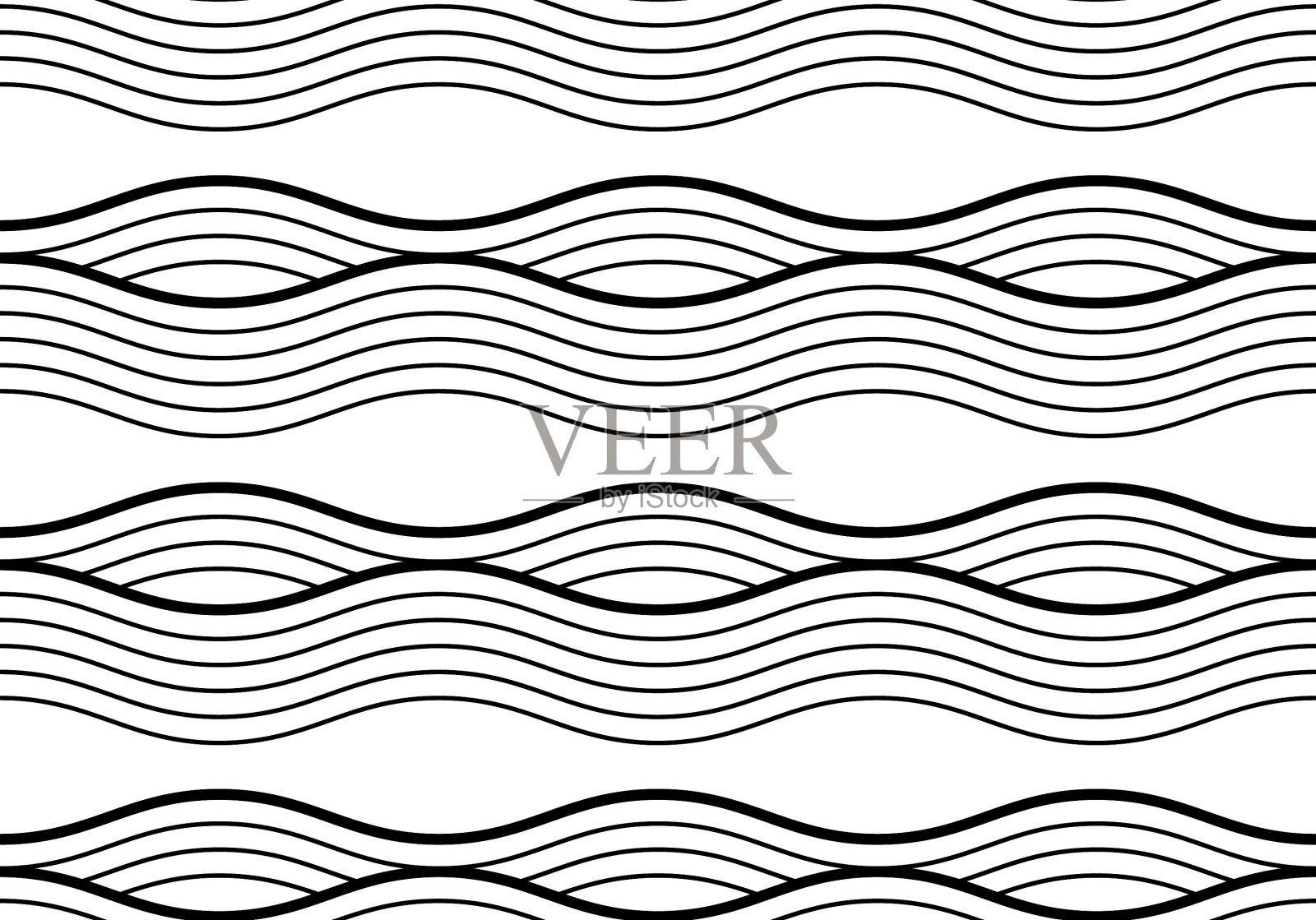 波浪图案在装饰风格中的变化插画图片素材