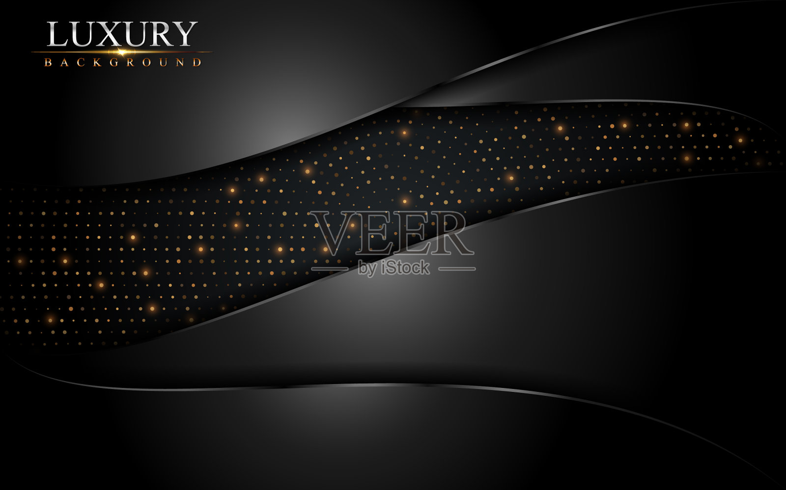 抽象的黑色背景与金色的点插画图片素材